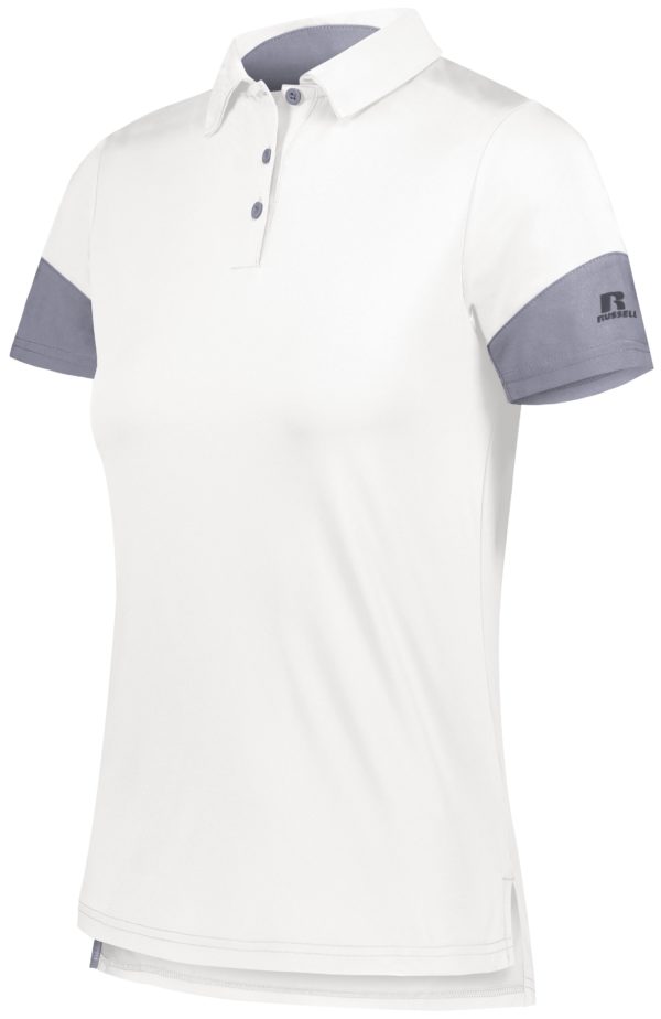 Russell Ladies Hybrid Polo WHITE/STEEL