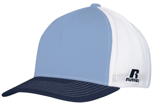 Russell FLEXFIT TWILL MESH CAP COLUMBIA BLUE/NAVY/WHITE